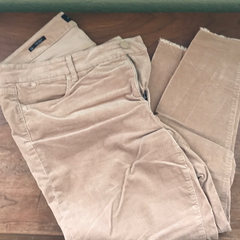 Talbots khaki color corduroy pants with frayed hem